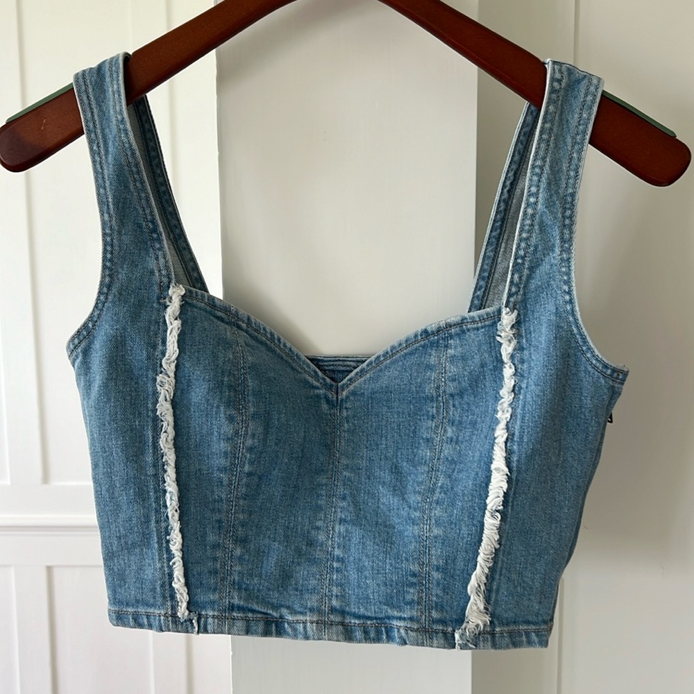 Le Jean XS denim crop top corset